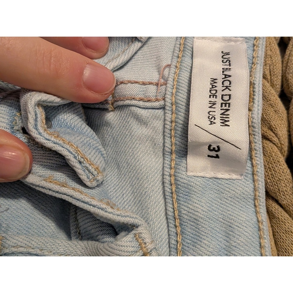 Just Black Denim‎ Light Wash Distressed Raw Hem Straight Leg Jeans Size 31 USA